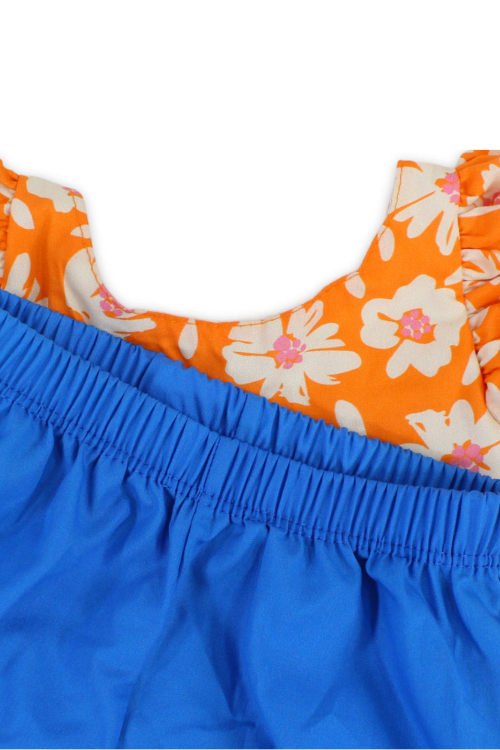 baby girls cotton dress – orange with flowers print