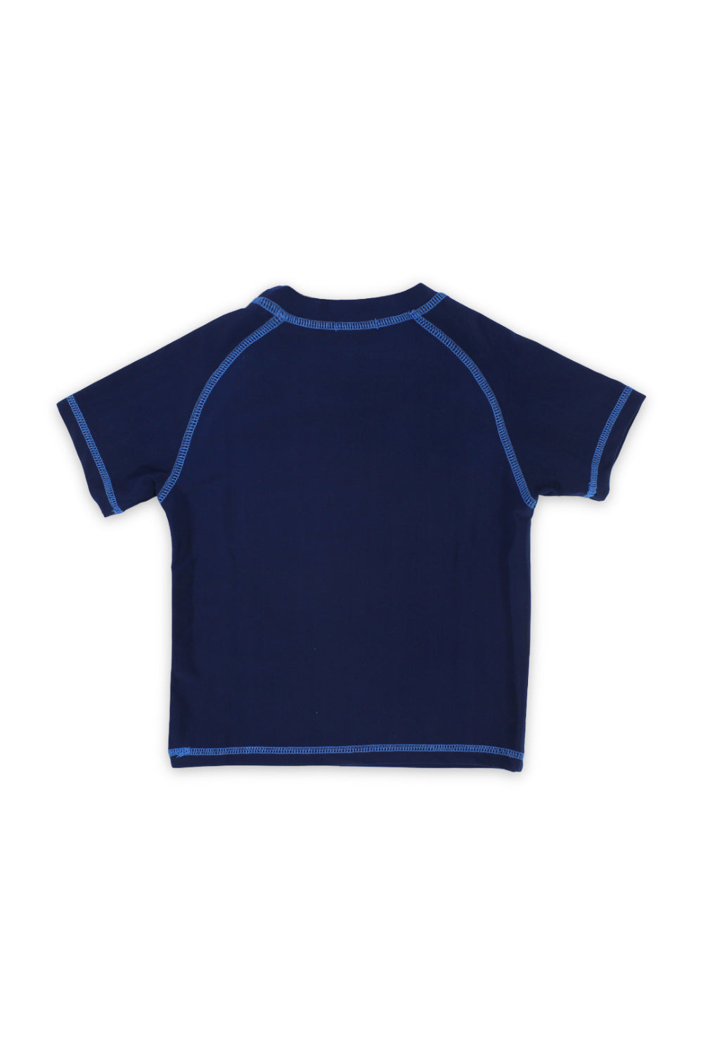 boys short sleeve rash guard – navy with "cool summer plans!" print