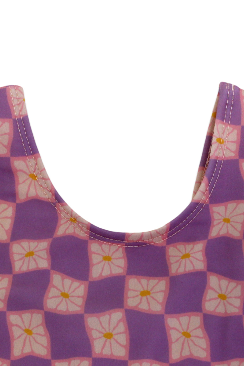 baby girls one-piece swimsuit – dusty pink & purple karuh print