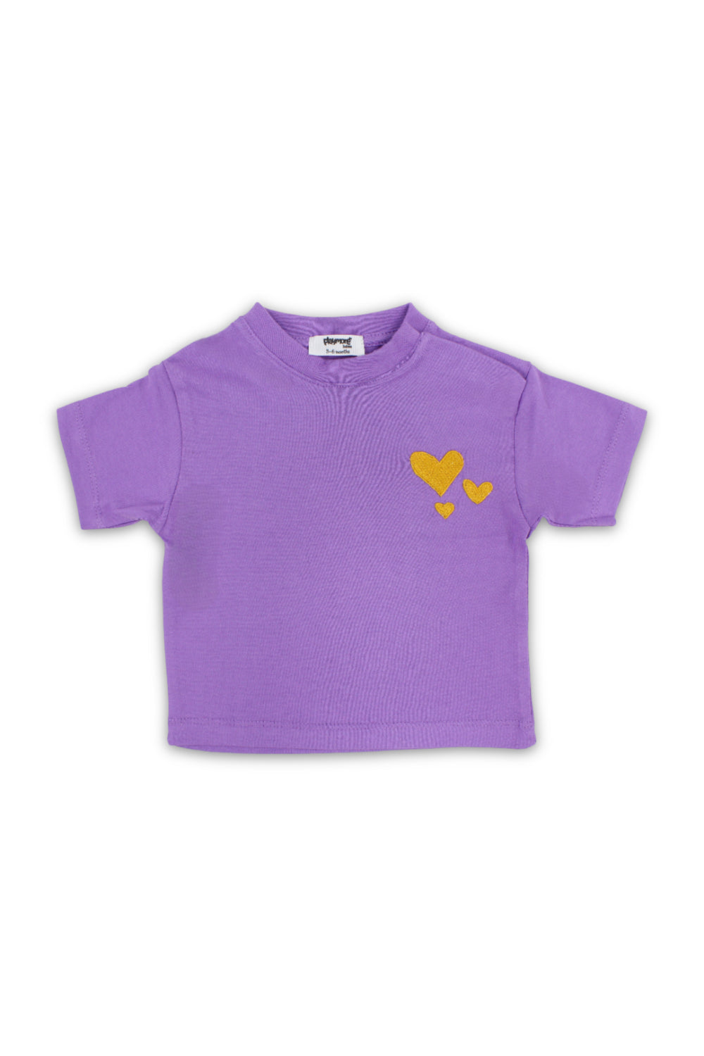 baby girls cotton t-shirt – purple with hearts embroidery