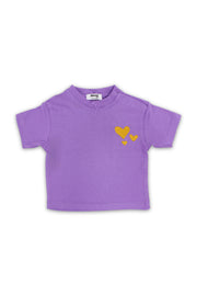 baby girls cotton t-shirt – purple with hearts embroidery