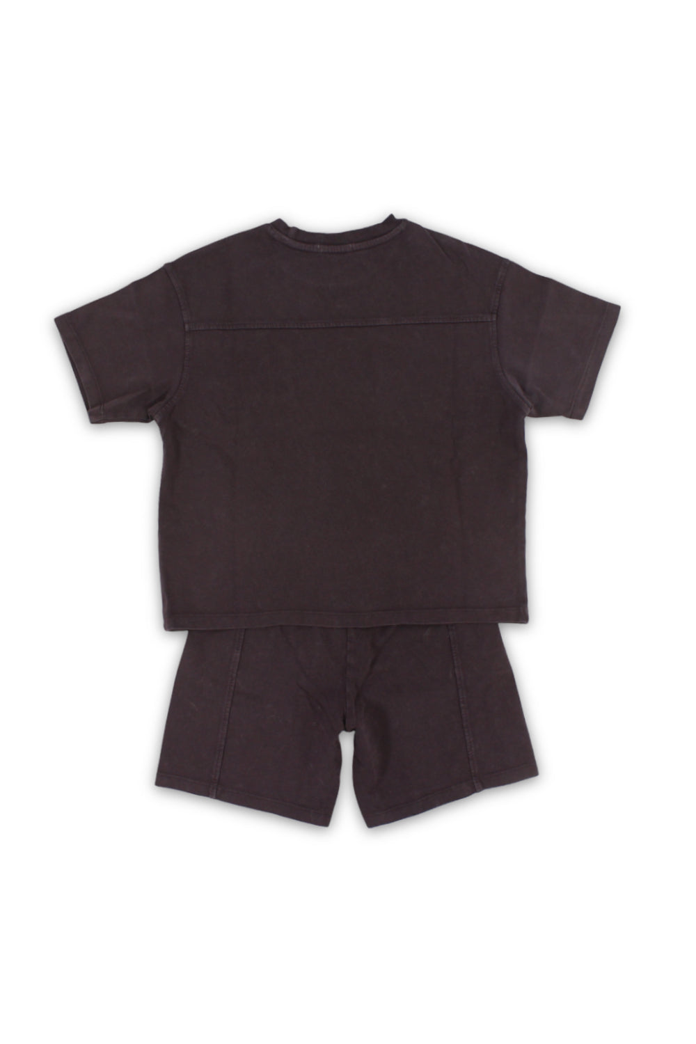 boys cotton outfit set – brown with "play crew" embroidery