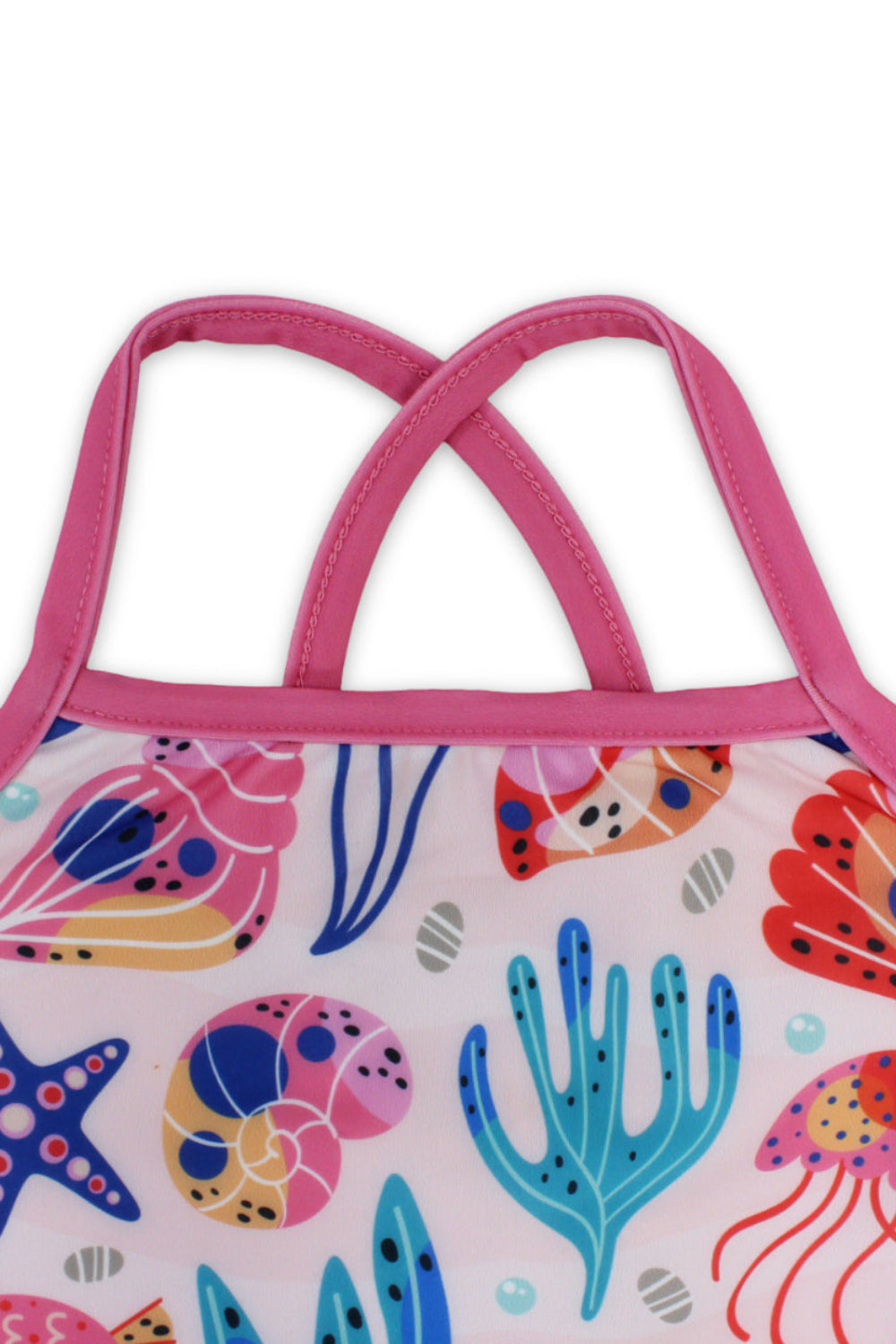 baby girls one-piece swimsuit – pink with sea creatures print