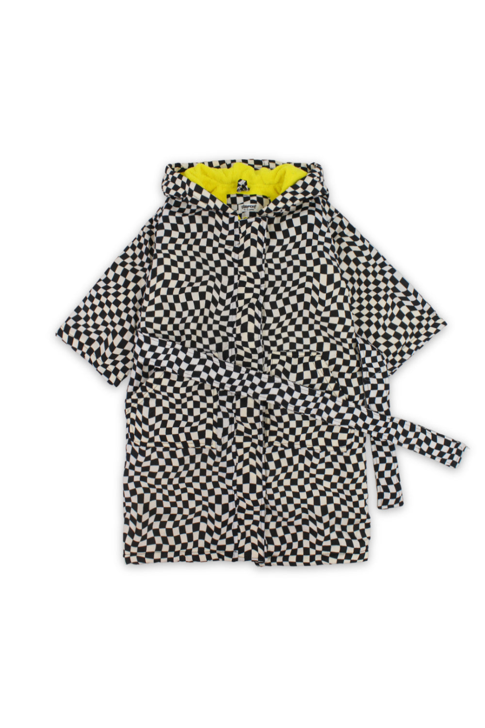 boys waterproof swim robe – black & white with squares print