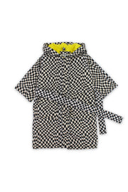 boys waterproof swim robe – black & white with squares print