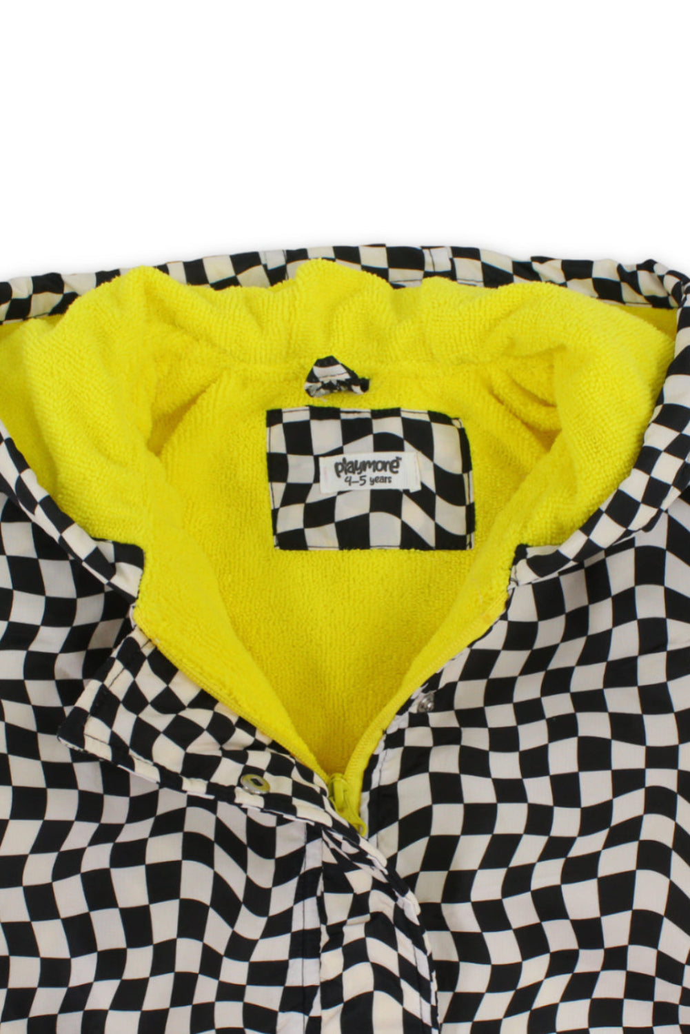 boys waterproof swim robe – black & white with squares print