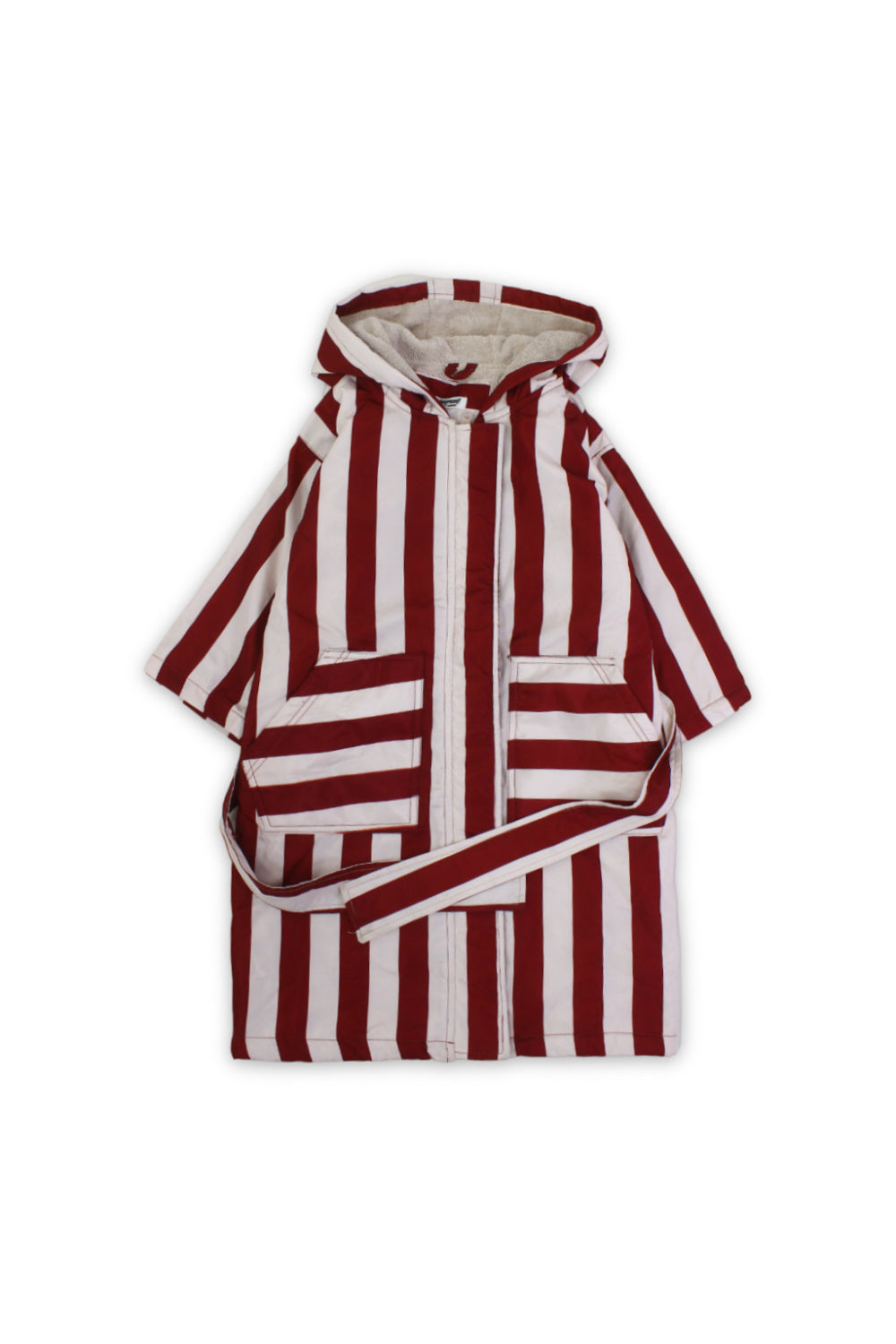 boys waterproof swim robe – marron & white striped print