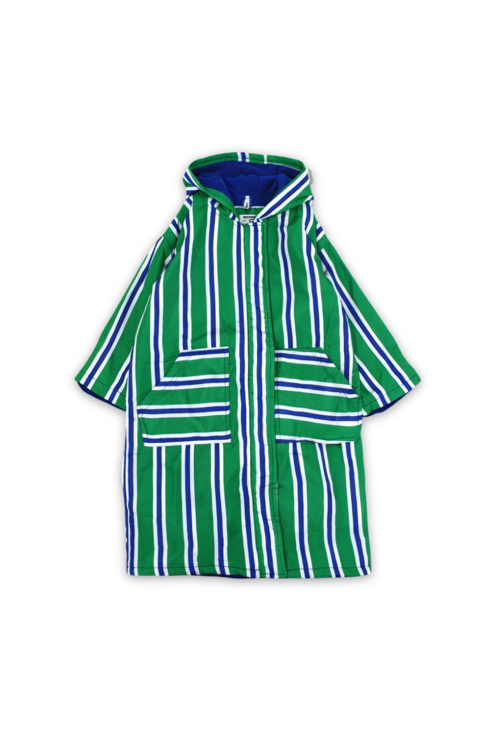 boys waterproof swim robe – green & white striped print