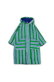 boys waterproof swim robe – green & white striped print