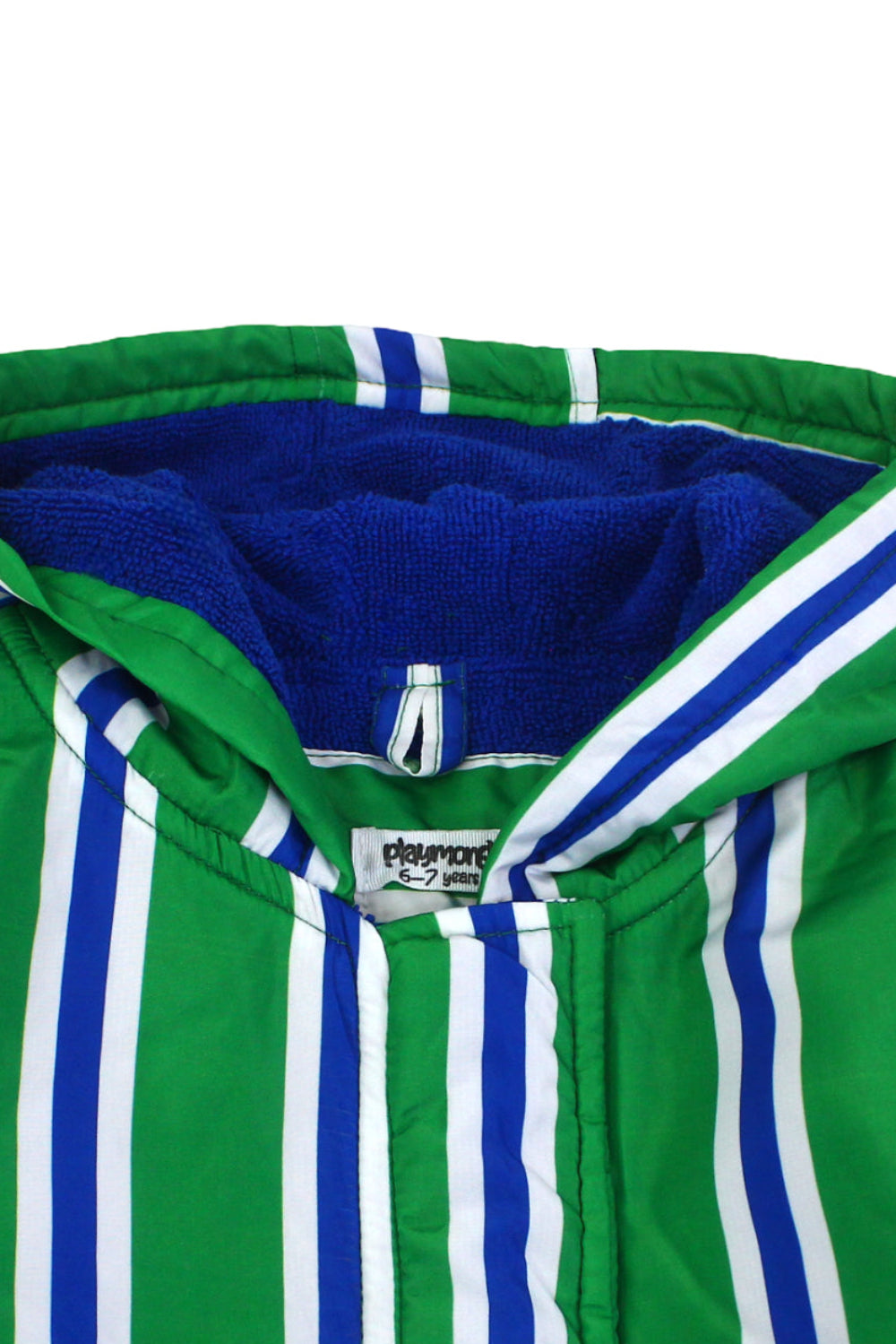 boys waterproof swim robe – green & white striped print