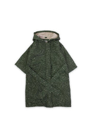 girls waterproof swim robe – olive with polka pattern