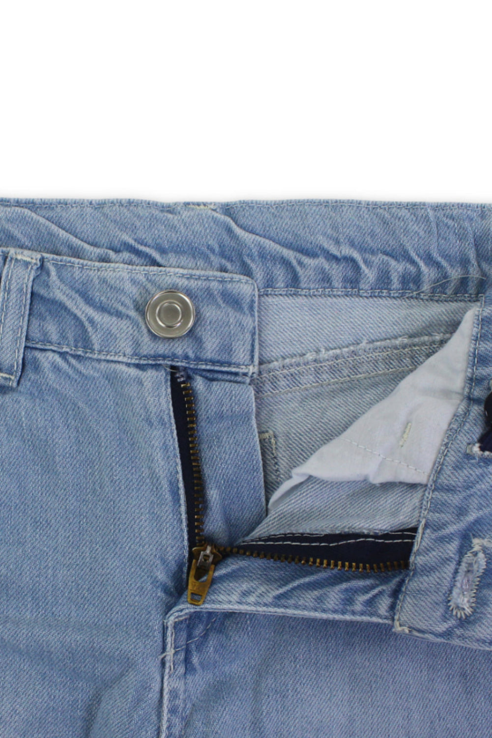 girls denim short – ice blue with flowers embroidery