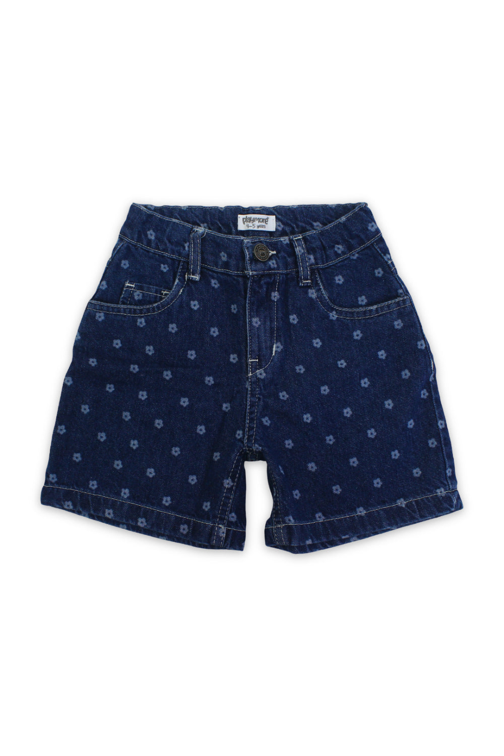 girls denim short – floral print