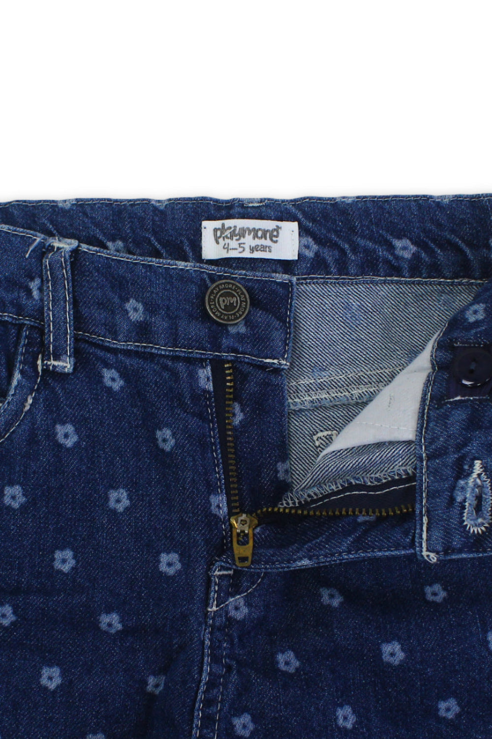 girls denim short – floral print