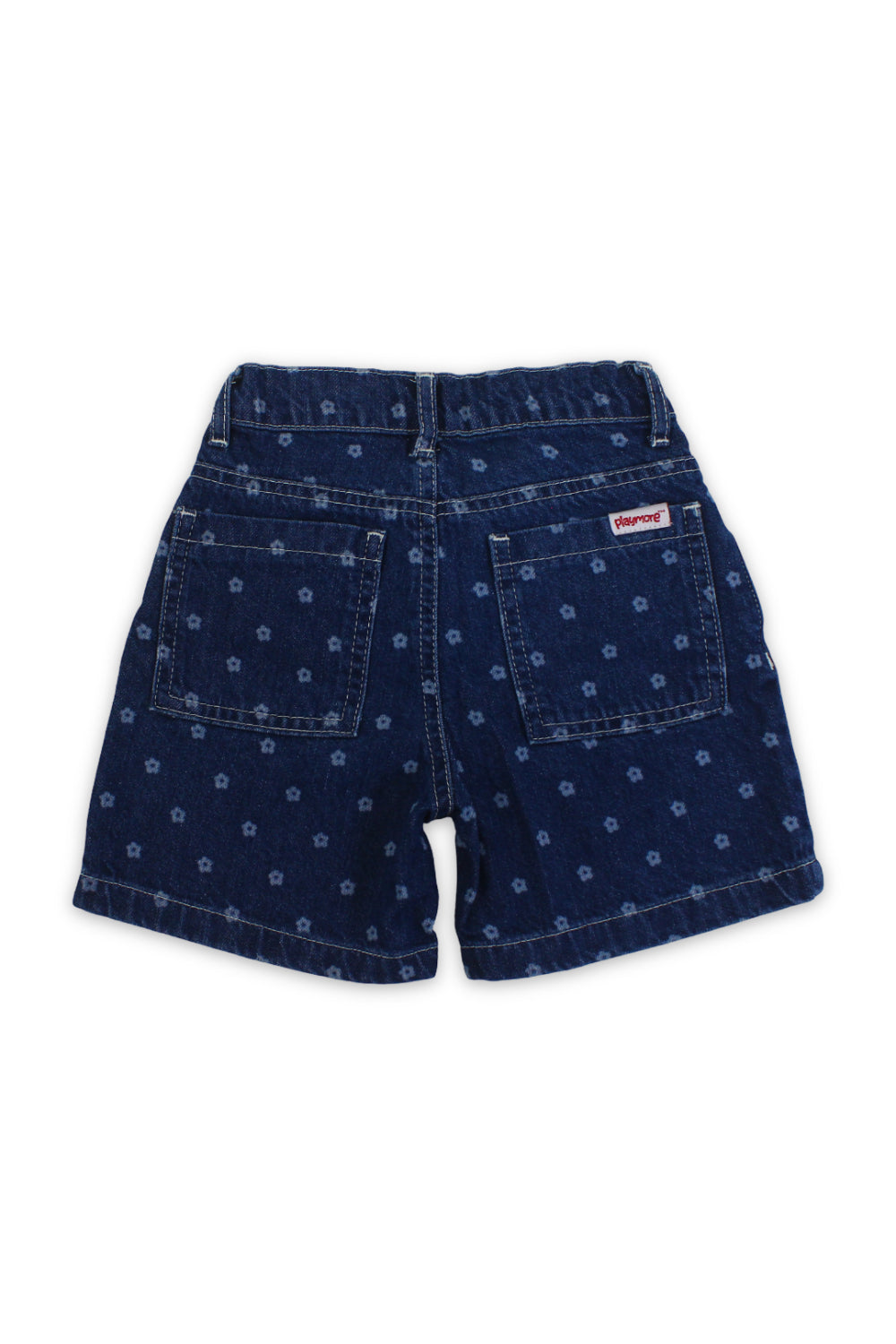girls denim short – floral print