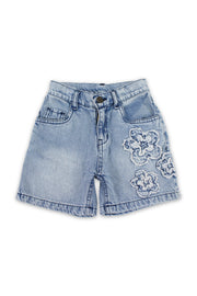 girls denim shorts – flowers embroidery