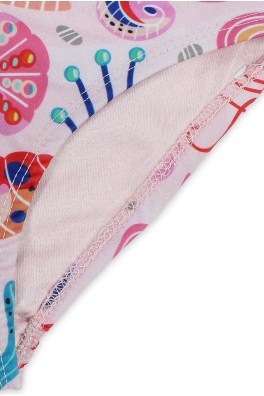 girls one-piece sleeveless swimsuit – pink with under the sea print