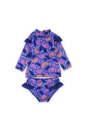 baby girls 2-piece long-sleeve swimsuit – purple printed