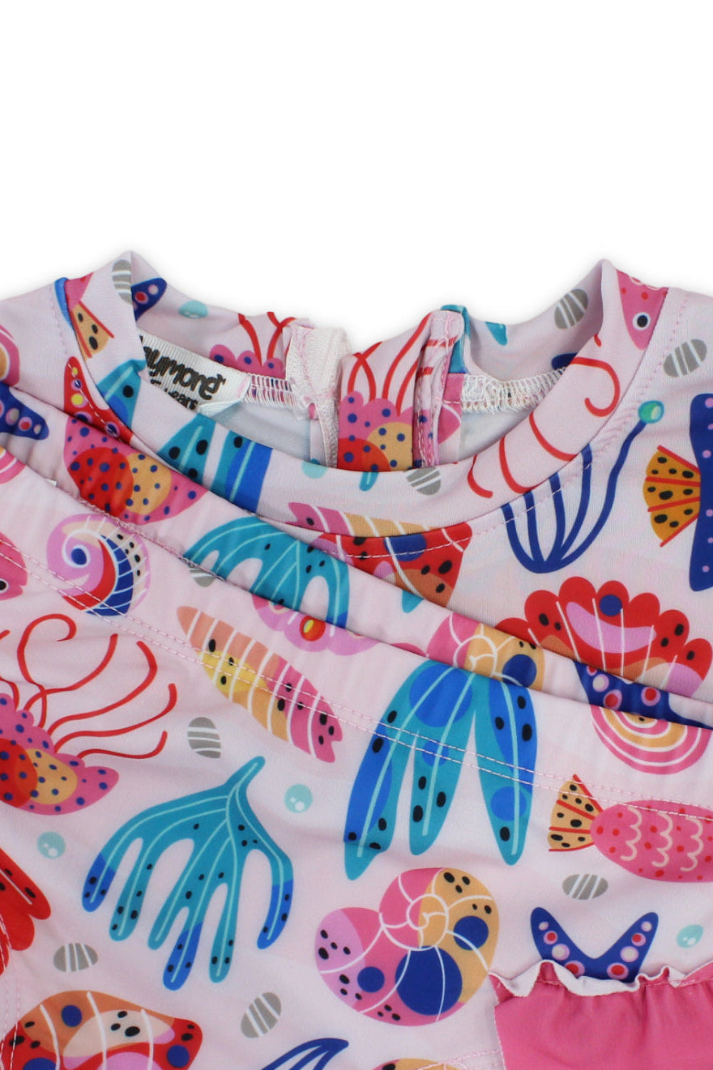 girls 2-piece swimsuit – pink with marine life print