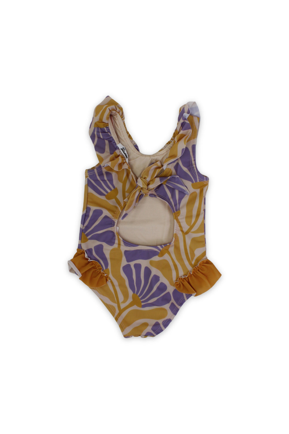 baby girls one-piece swimsuit – printed orange & purple
