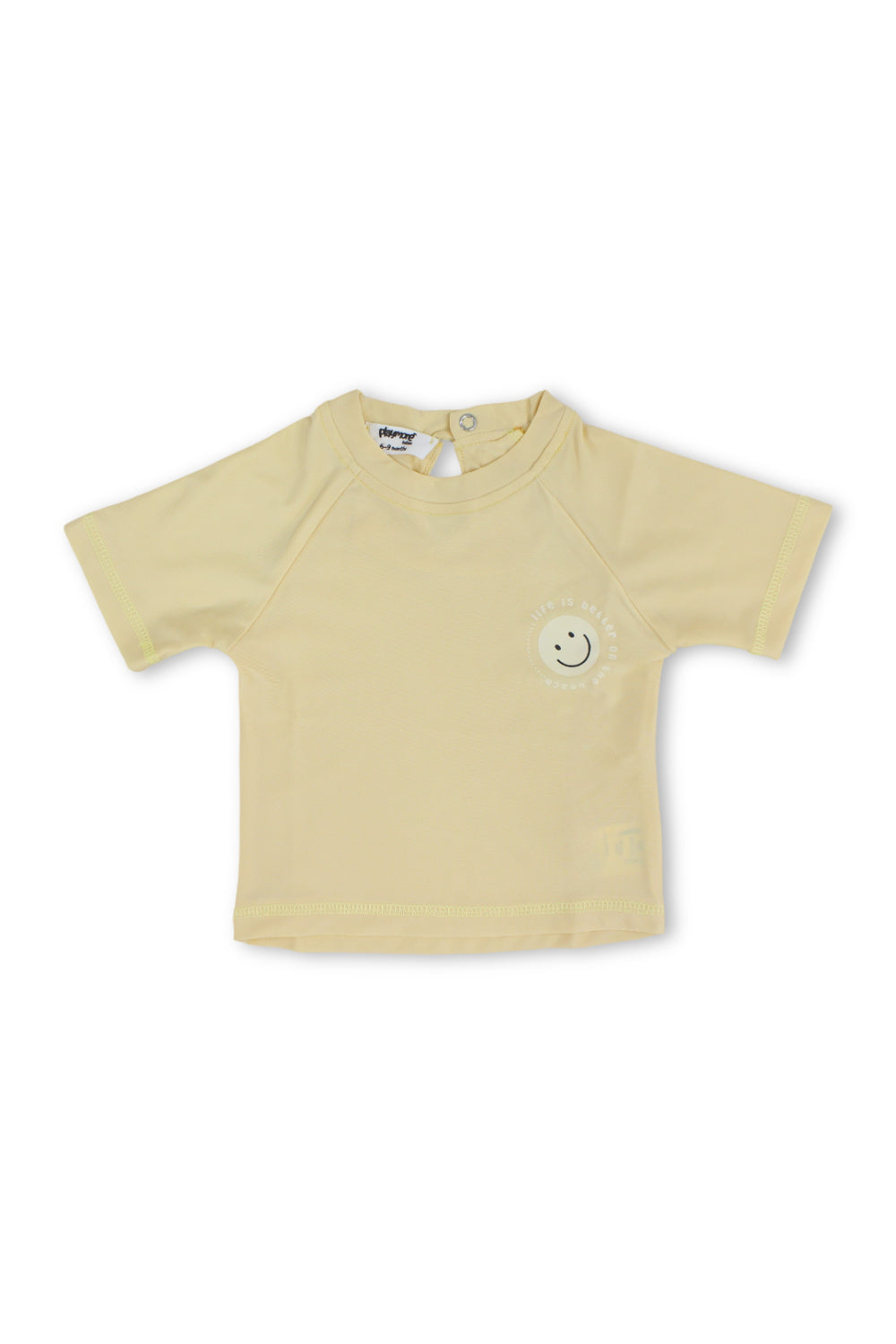 baby boys rash guard – beige with smiley face print