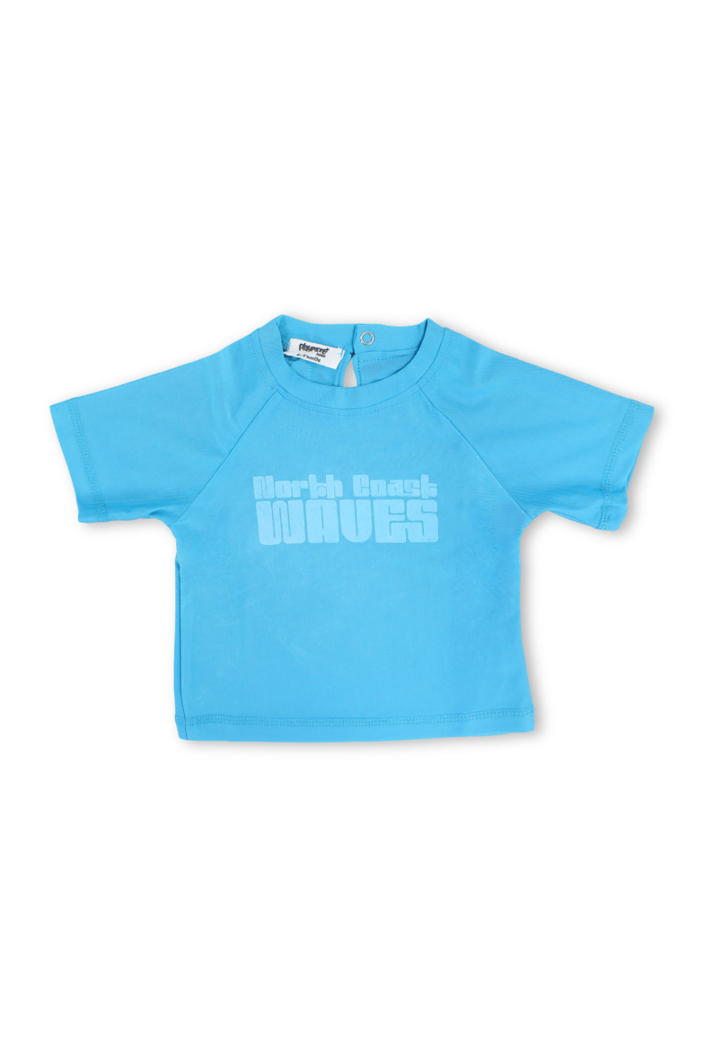 baby boys rash guard – turquoise with "north coast waves" print