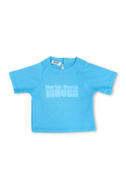 baby boys rash guard – turquoise with "north coast waves" print
