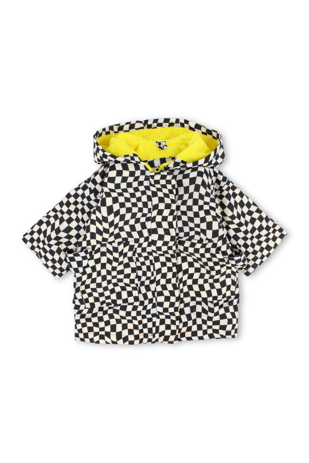 baby boys waterproof swim robe – black & white checkered