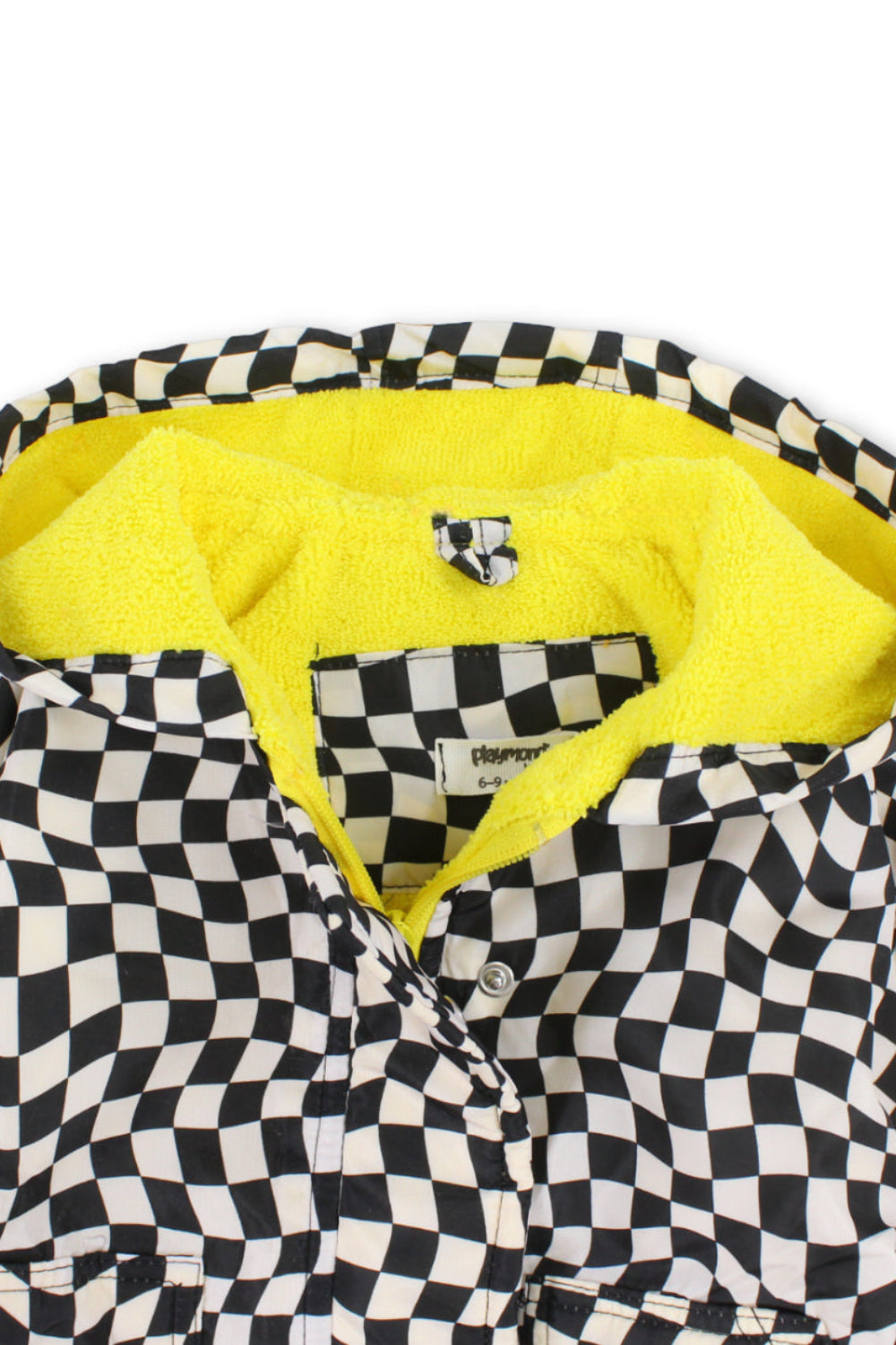 baby boys waterproof swim robe – black & white checkered