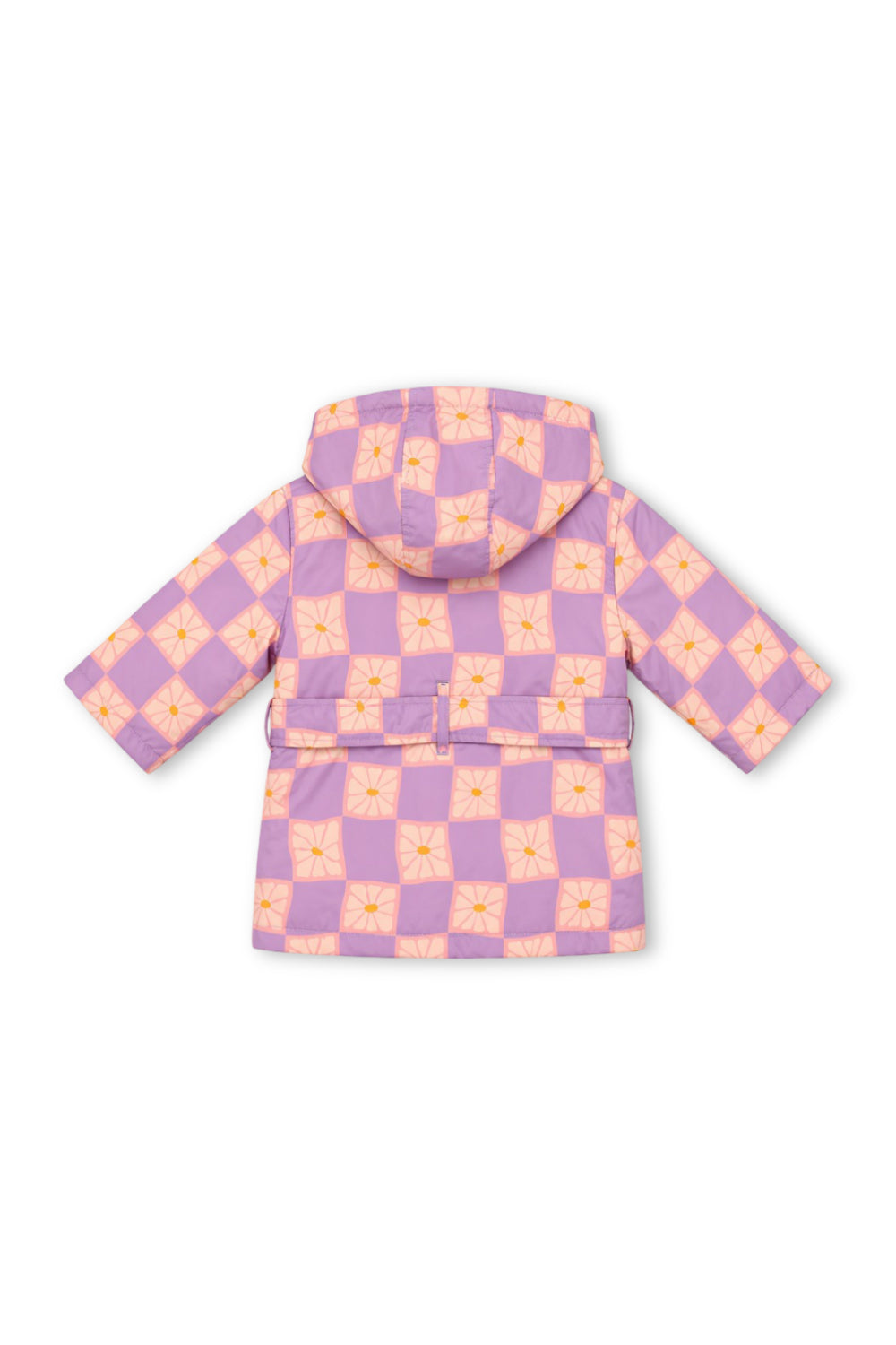 baby girls waterproof swim robe – dusty pink & purple checkered