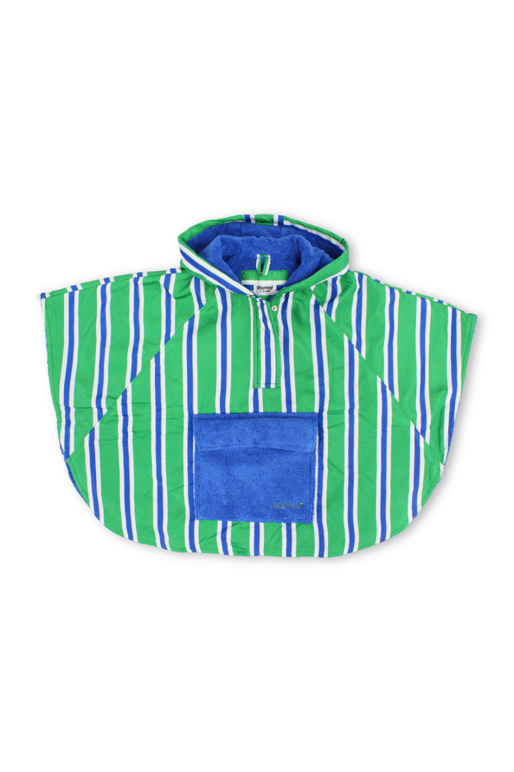 boys waterproof poncho – green & white striped