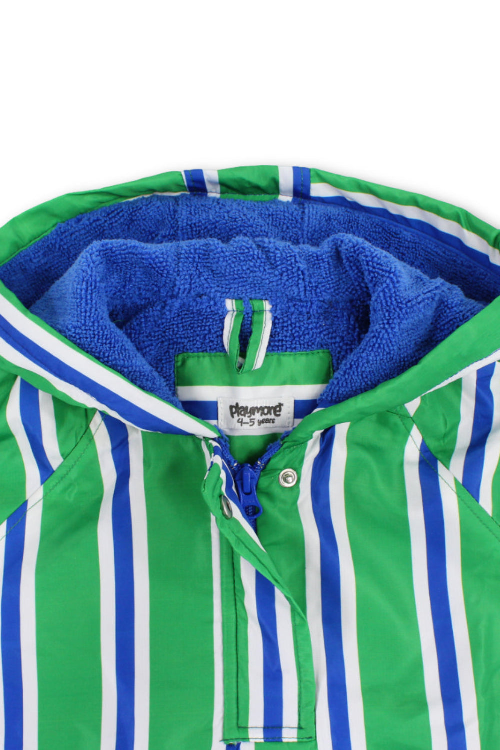 boys waterproof poncho – green & white striped