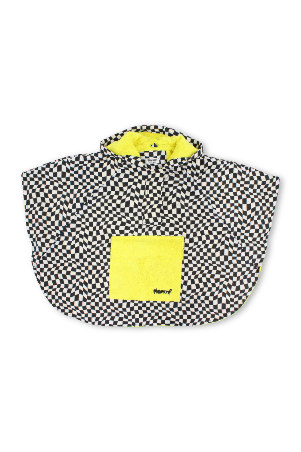 boys waterproof poncho – black & white checkered