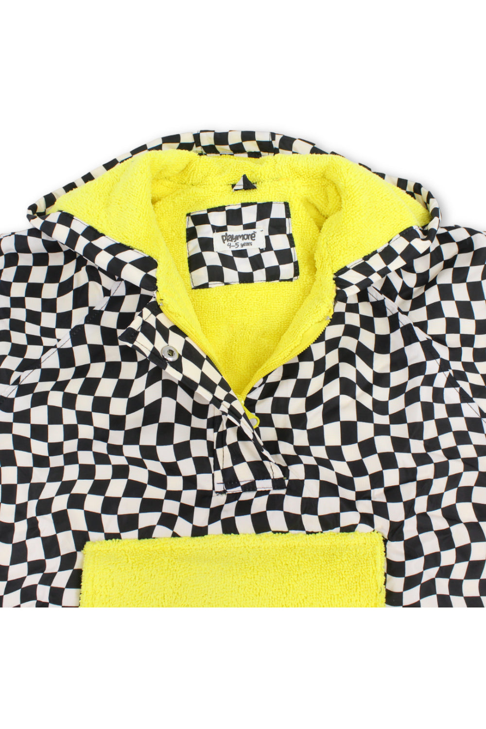 boys waterproof poncho – black & white checkered