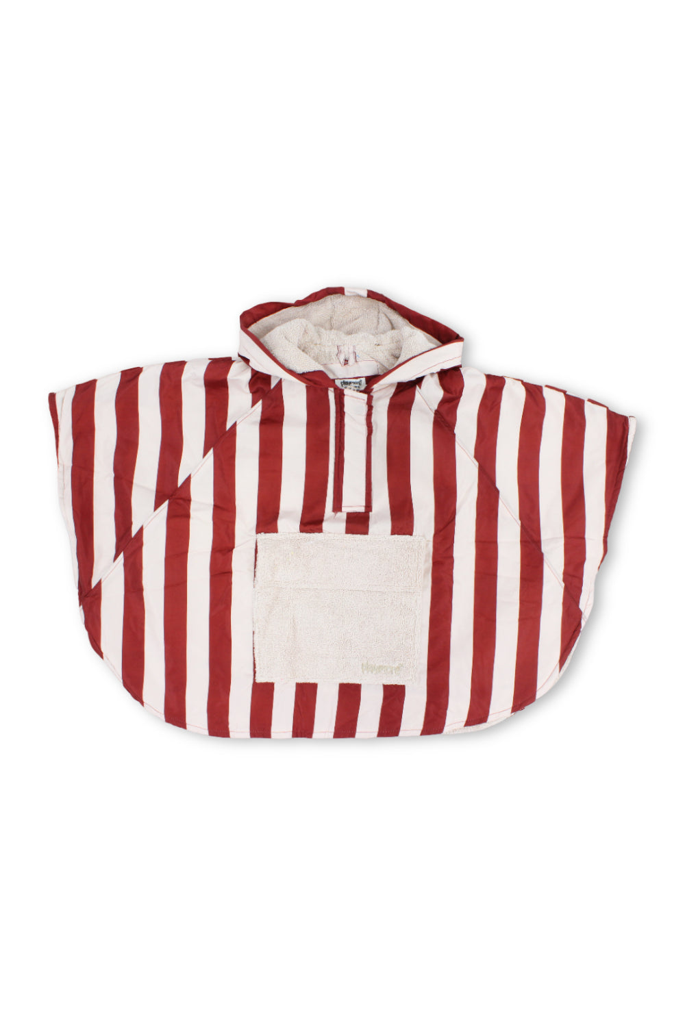 boys waterproof poncho – marron & white striped