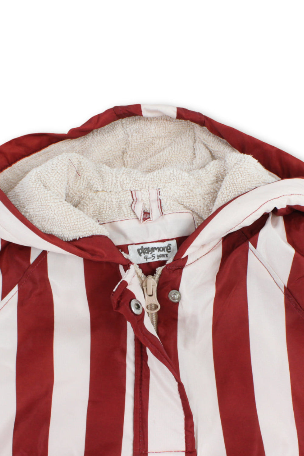 boys waterproof poncho – marron & white striped