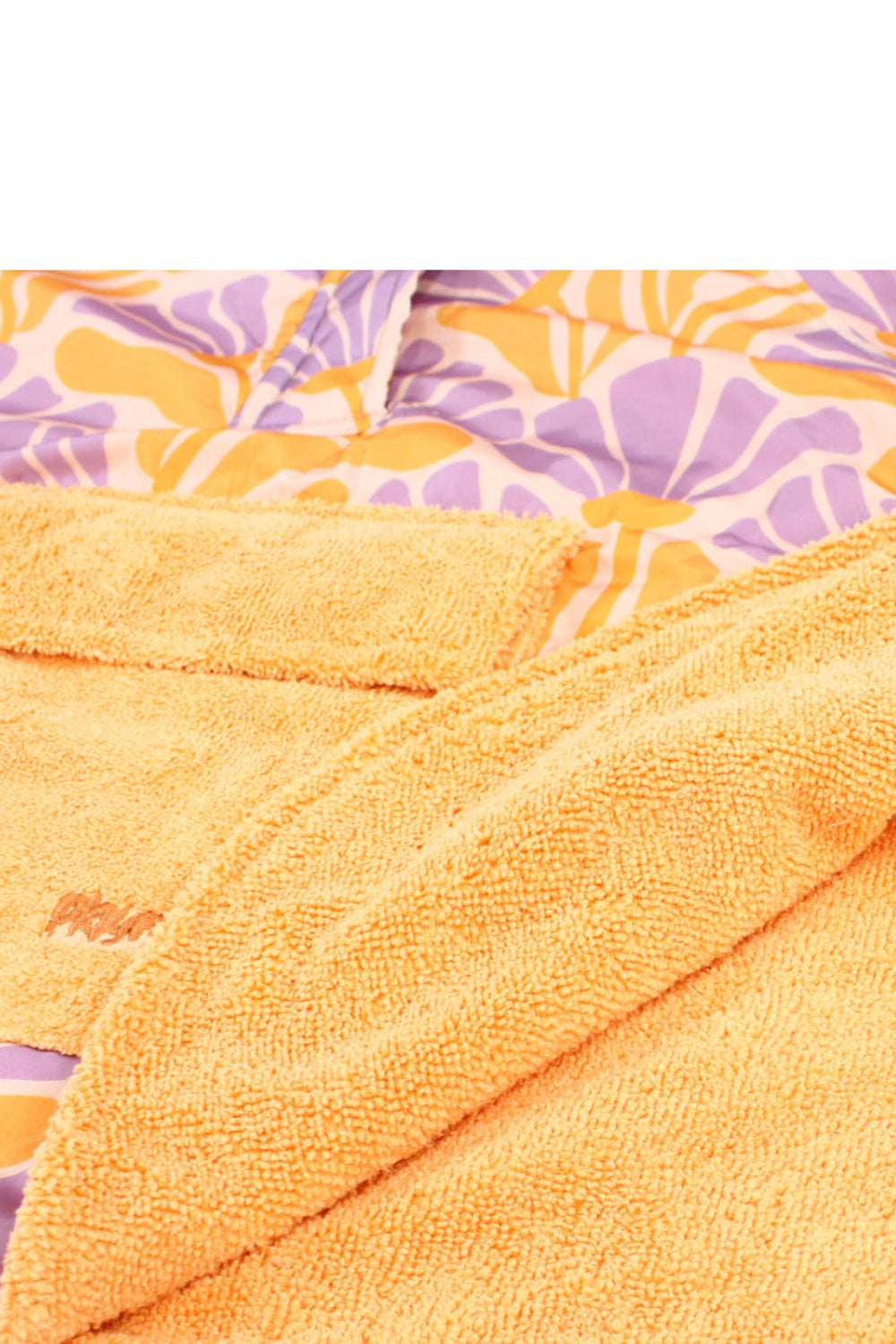 girls waterproof poncho – orange & purple with floral print