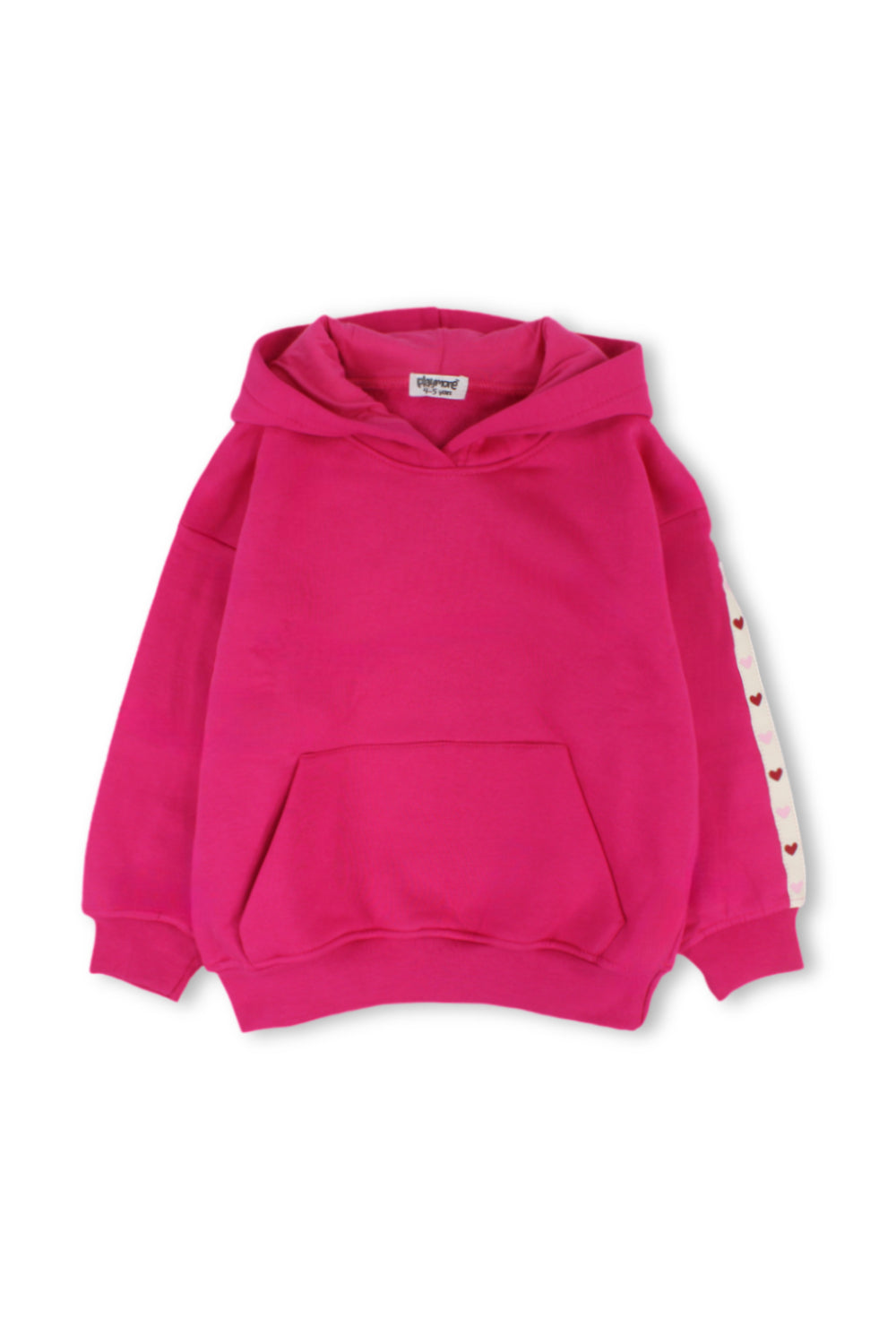 girls cotton hoodie – fuchsia with hearts print