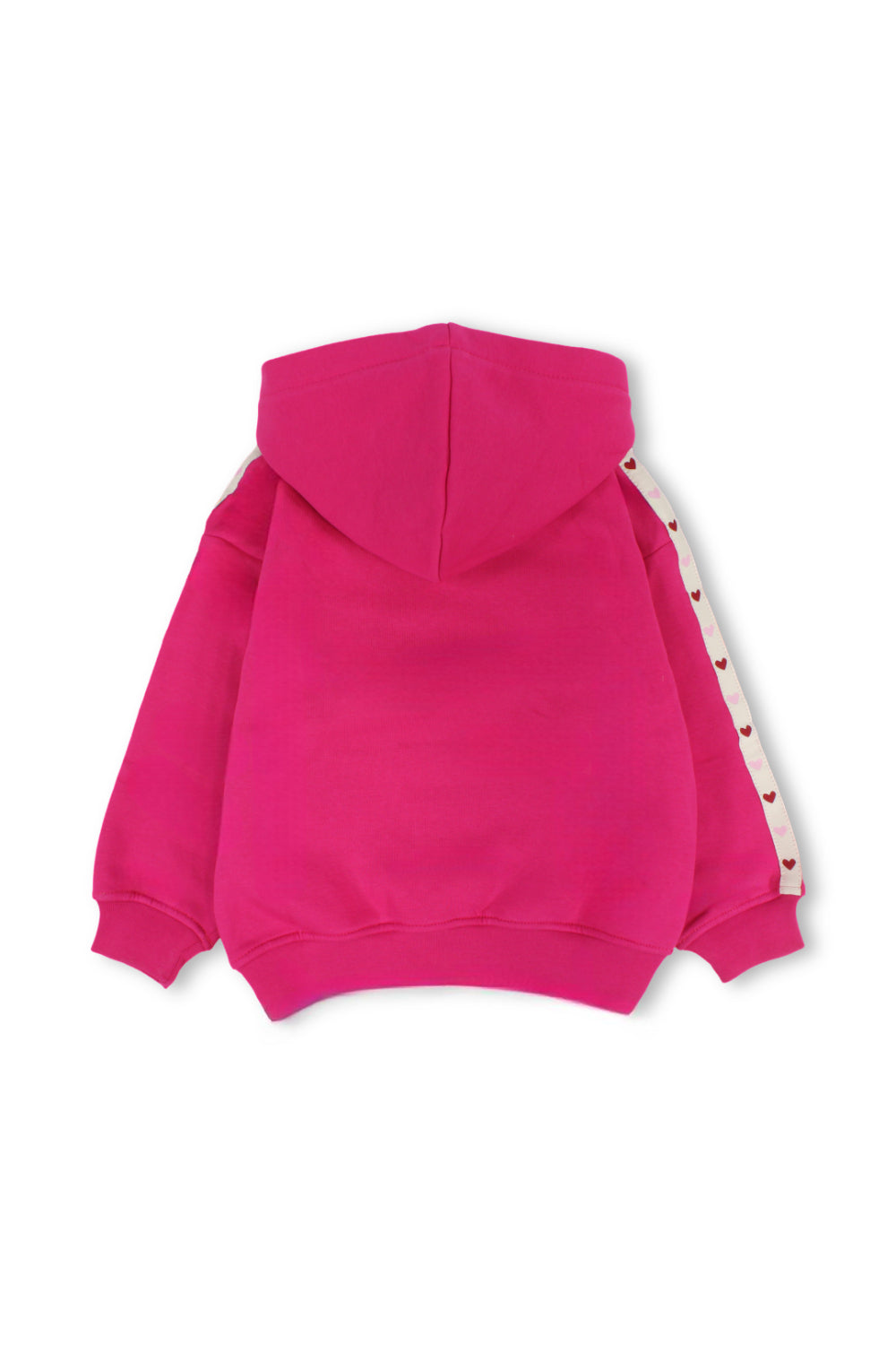 girls cotton hoodie – fuchsia with hearts print