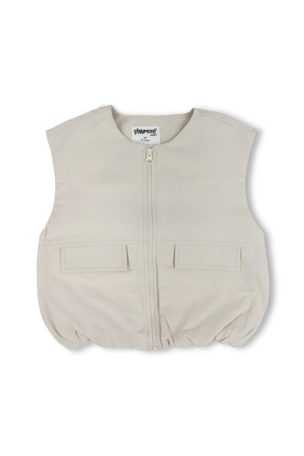 boys gabardine sleeveless vest – beige