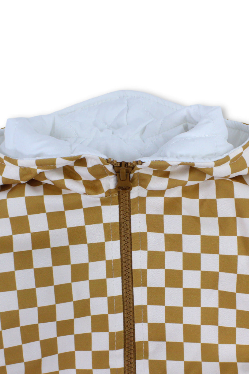 baby boys waterproof hooded jacket – beige & white checkered