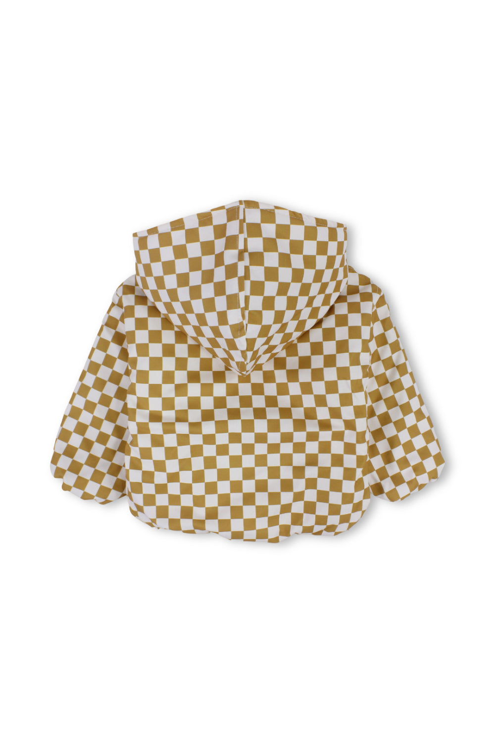 baby boys waterproof hooded jacket – beige & white checkered