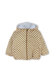 boys waterproof jacket – beige & white checkered