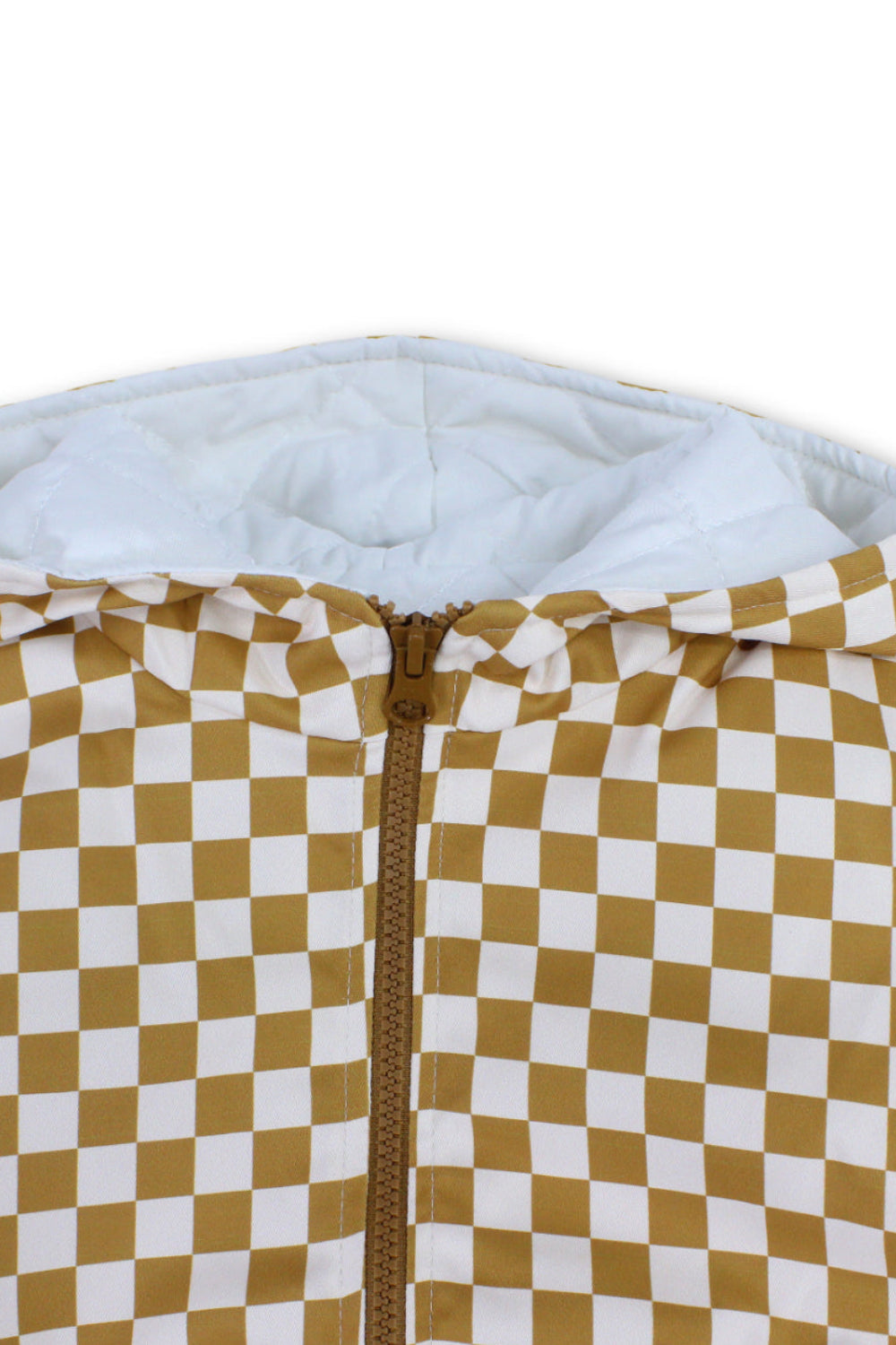 boys waterproof jacket – beige & white checkered
