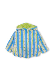 baby boys waterproof hooded jacket – baby blue & white with dino print