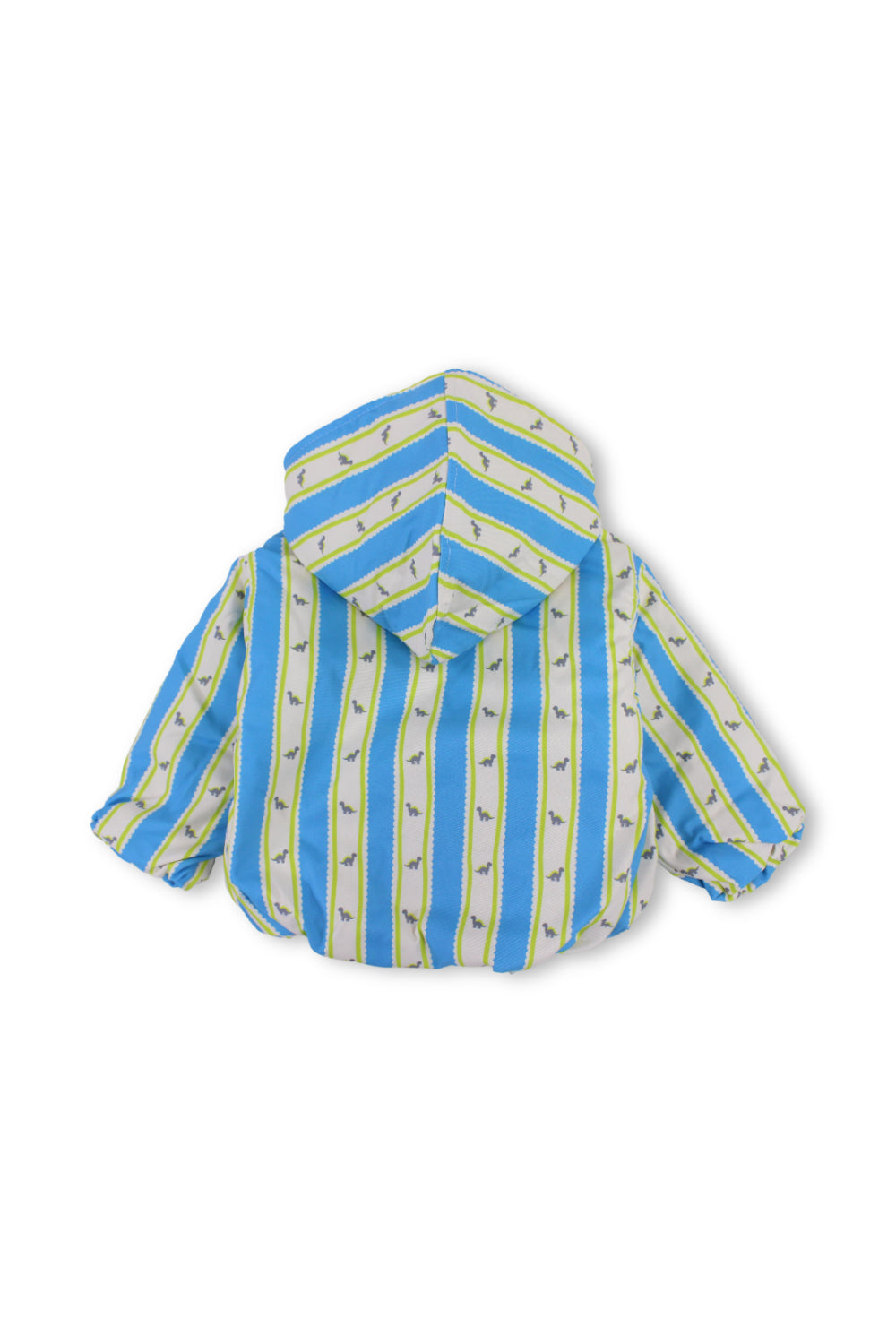 baby boys waterproof hooded jacket – baby blue & white with dino print