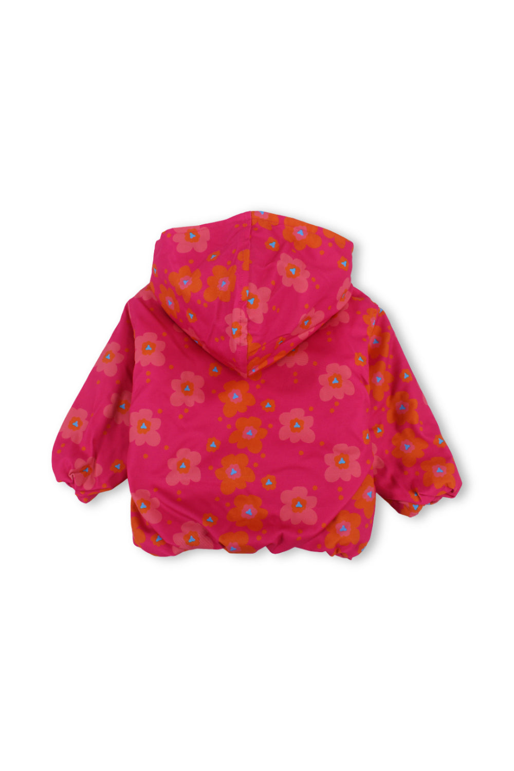 baby girls waterproof hooded jacket – fuchsia with flowers print
