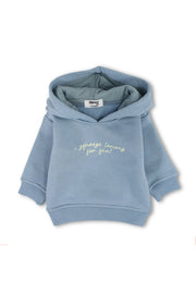 unisex baby cotton hoodie – baby blue with lemons print