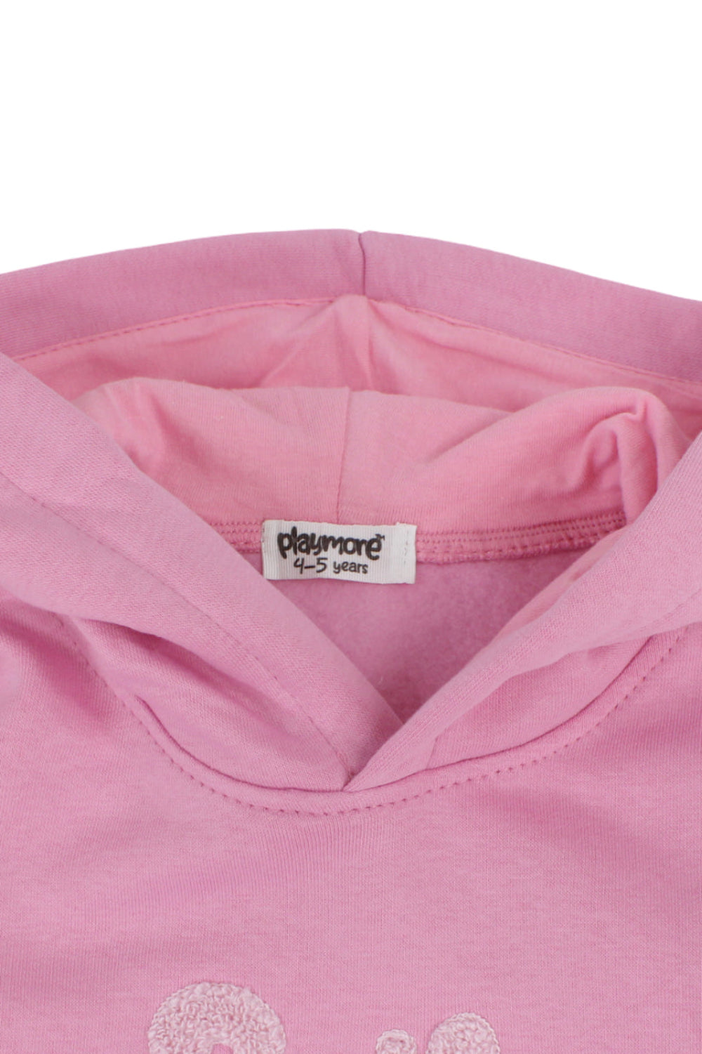 girls cotton hoodie – pink with smile embroidery