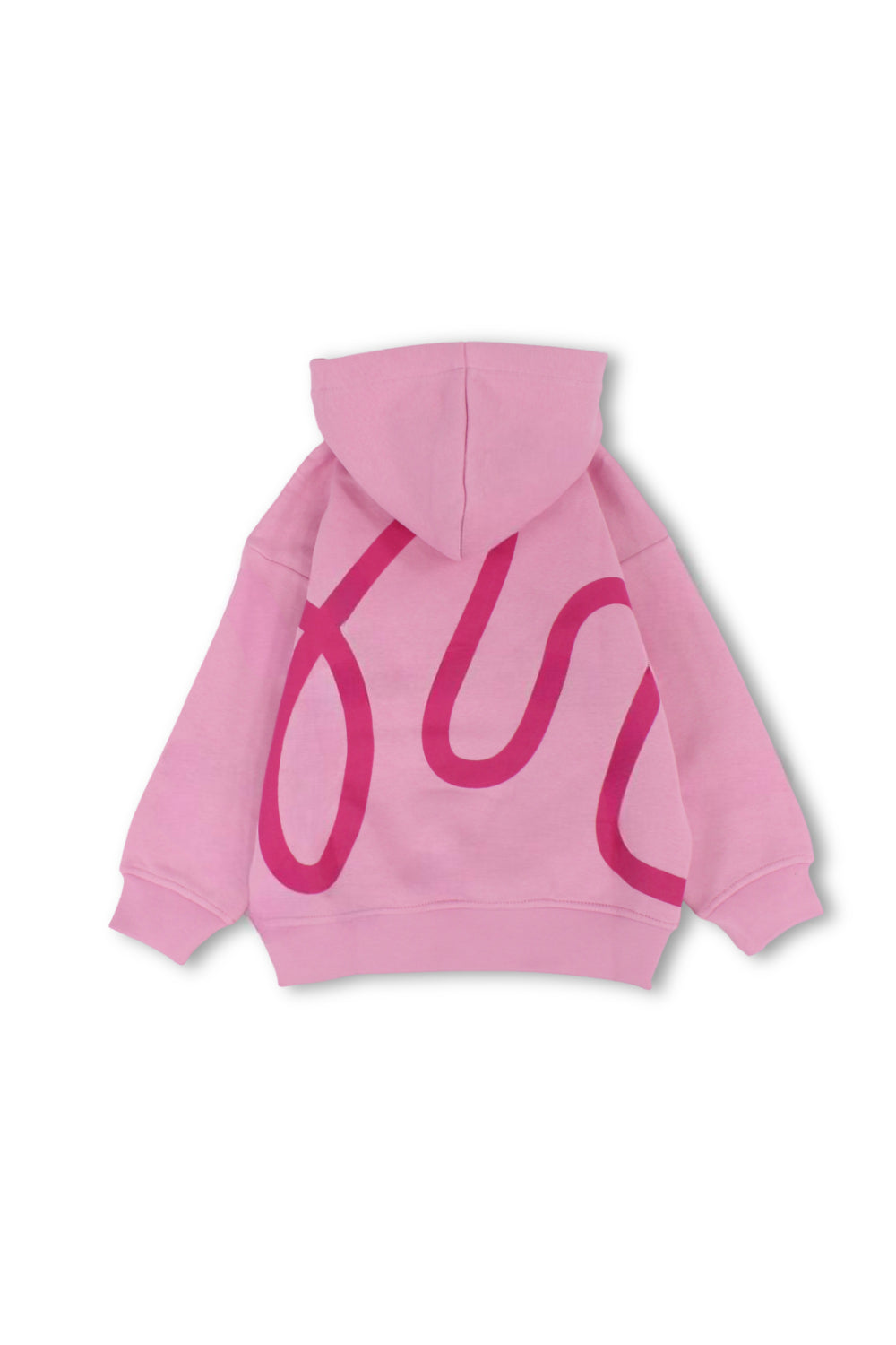 girls cotton hoodie – pink with smile embroidery